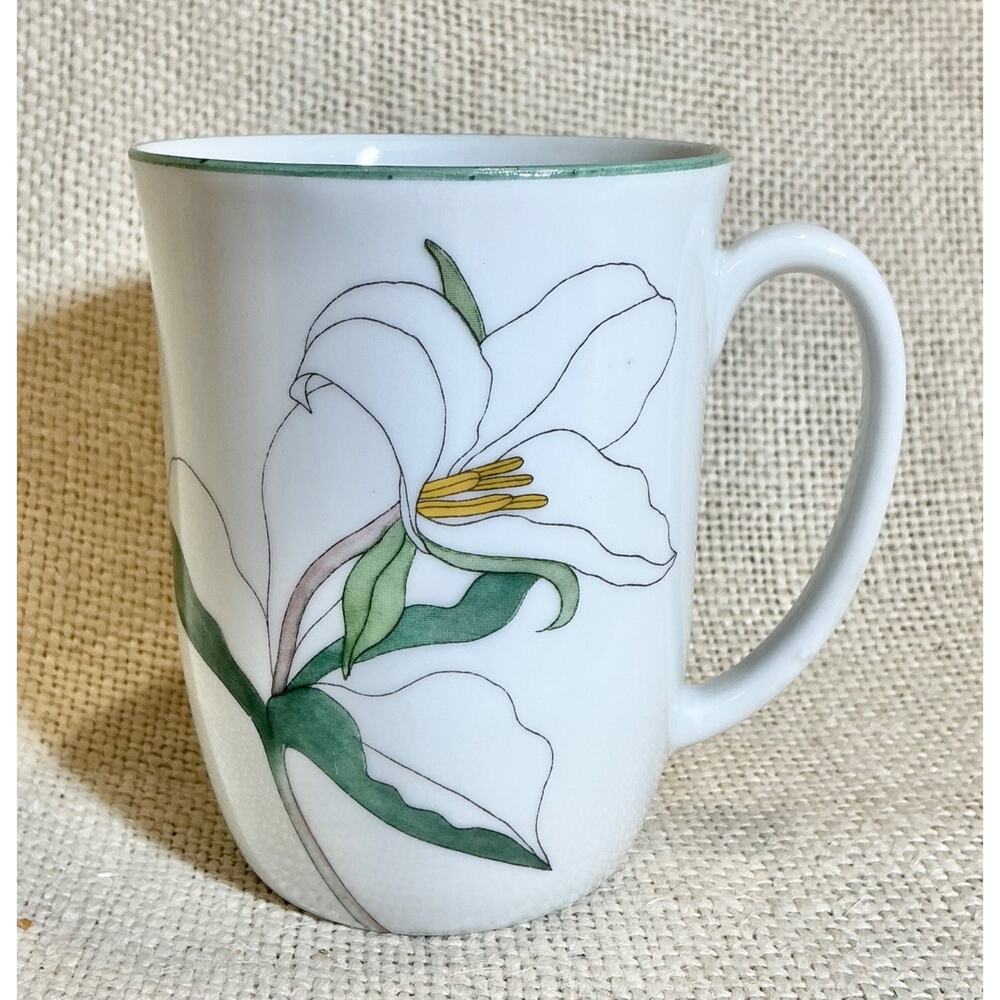 Vintage BLOCK SPAL Watercolors TRILLIUM flower coffee mug cup Goertzen Portugal